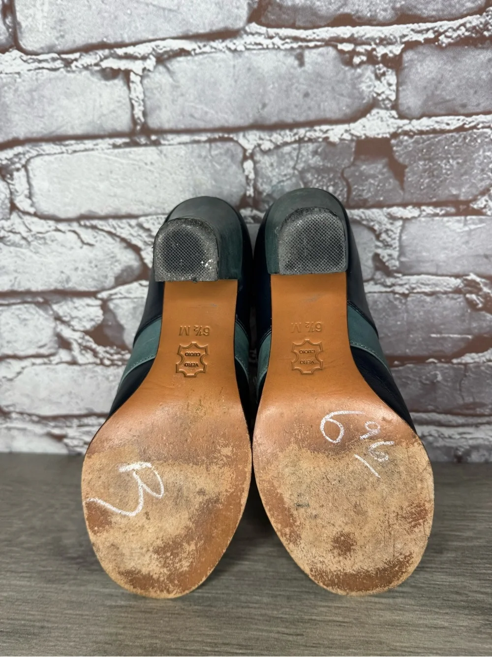 re-mix vintage Aviator 1930’s Blue Leather Peep Toe Heels Women Sz 6.5M US/37EU